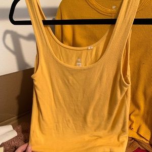 yellow tank top